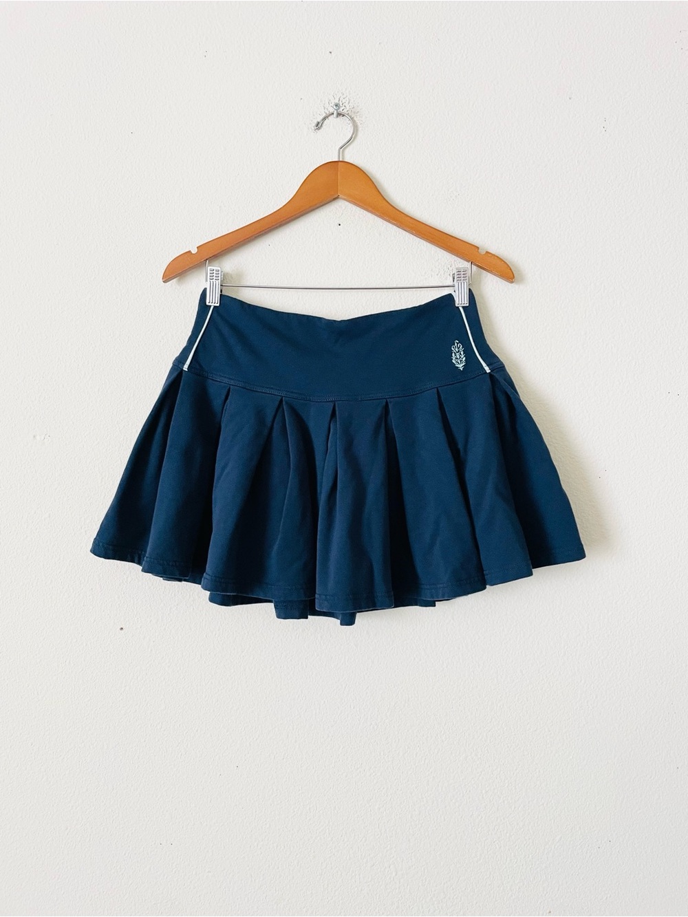 Free People Movement SMALL Home Base terry cotton navy pleated stretchy skirt - Picture 2 of 6